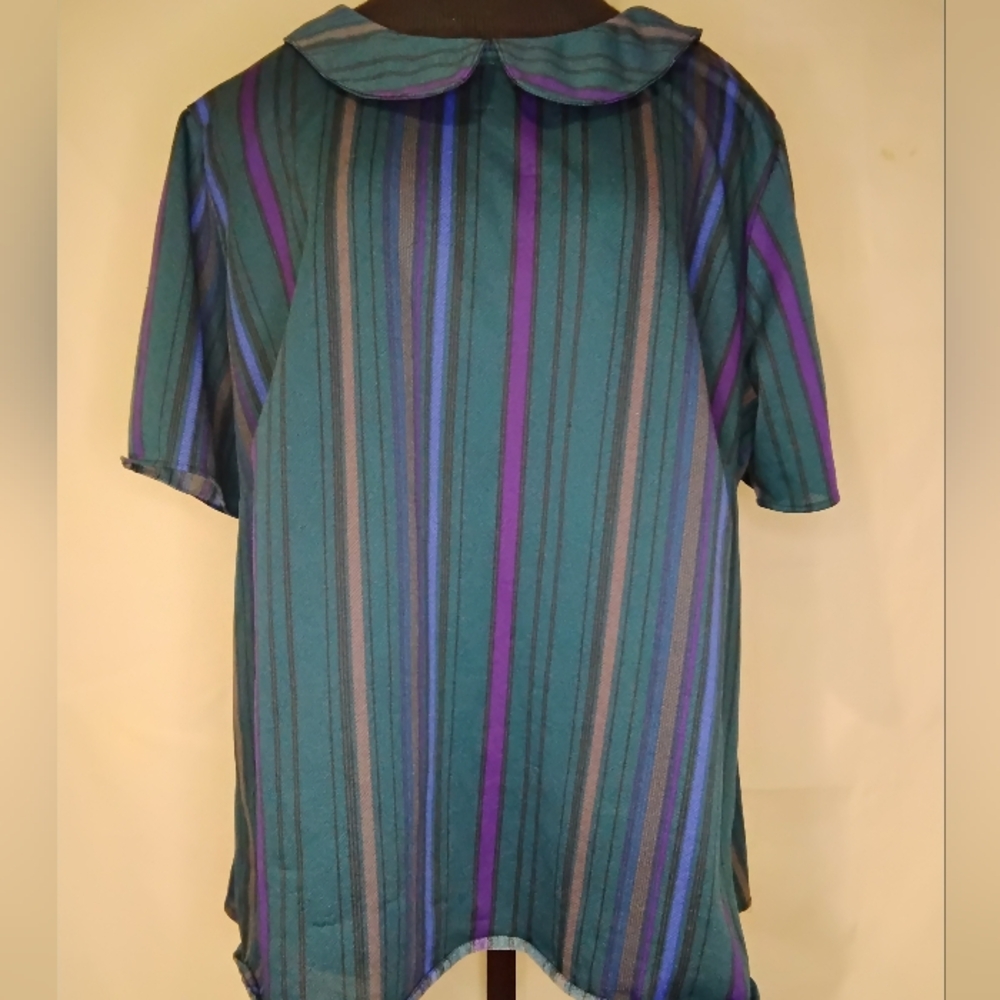 Striped Teal and Purple Women's Blouse